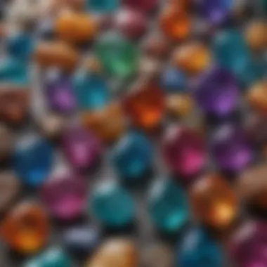 Vibrant Gemstone Collection A stunning collection of gemstones showcasing their vibrant colors and unique shapes.
