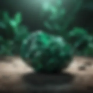 Metaphysical Healing with Malachite Artistic representation of malachite in an energy healing setting
