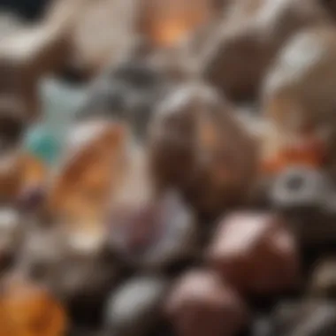 Close-up of unique mineral specimens found in Montana, including quartz and garnet.