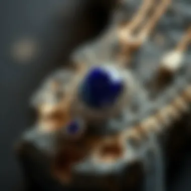 A magnificent piece of lapis lazuli set in an elegant jewelry piece, reflecting its significance in adornment.