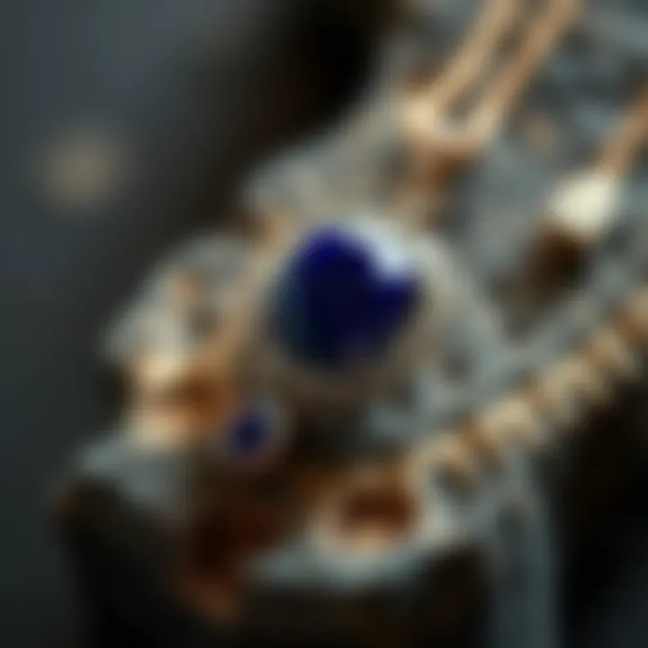 A magnificent piece of lapis lazuli set in an elegant jewelry piece, reflecting its significance in adornment.