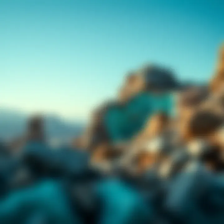 Geological formation of turquoise in its natural habitat, highlighting the surrounding landscape