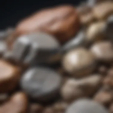 Close-up of polished rocks highlighting shiny finishes