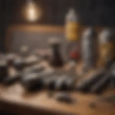 Essential rockhounding tools arranged on a table