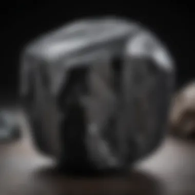 Shungite Stone Texture and Characteristics Close-up of shungite stone showcasing its unique texture and sheen