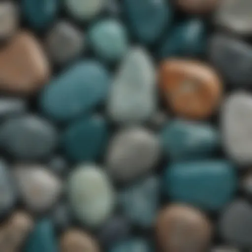 A close-up view of various teal stones showcasing their unique textures and colors.