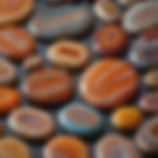 Close-up of a polished agate worry stone showcasing its unique patterns and colors