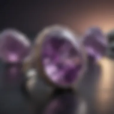 An artistically crafted piece of jewelry featuring a prominent clear purple stone, exemplifying its contemporary uses.