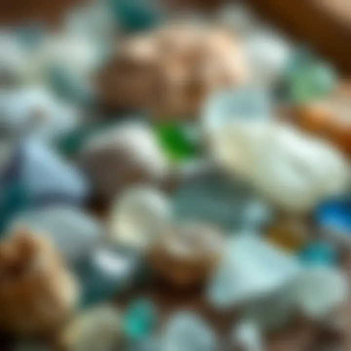An artistic arrangement of sea glass used in jewelry design