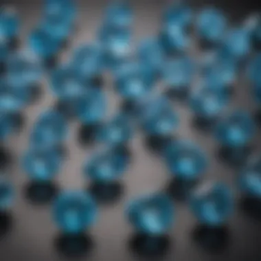 Texas Blue Topaz Collection Display of various Texas blue topaz pieces in a collector's showcase