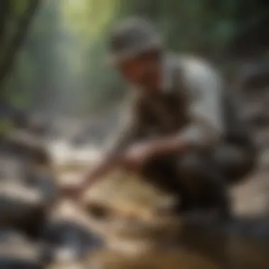 Gold panning techniques in action