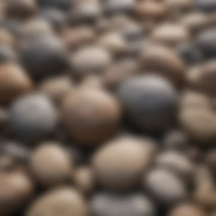 A close-up view of different materials used in crafting anxiety rubbing stones