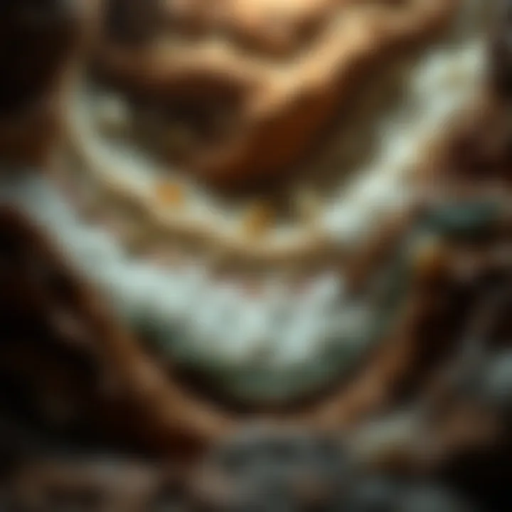 A geological formation showcasing layers of crystals and minerals