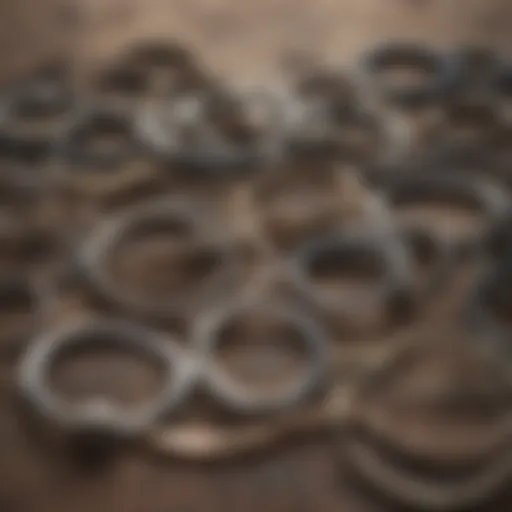 Various types of ring making wire displayed in an artistic arrangement