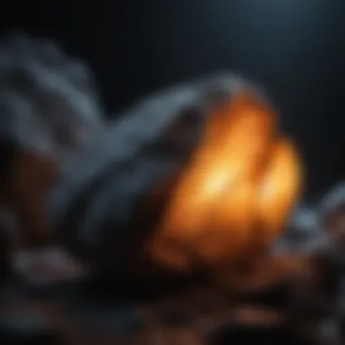 Close-up of a Luminous Glow Rock Close-up view of a luminous rock displaying its unique texture and glowing properties in darkness.