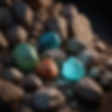 Aesthetic Appeal of Glow in the Dark Rocks A variety of glow in the dark rocks placed in a decorative setting, illustrating their aesthetic appeal.