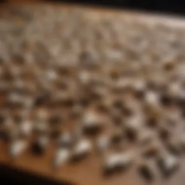 A variety of shark tooth sifters displayed on a wooden table