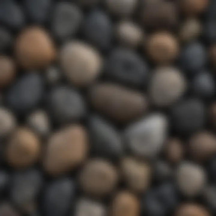 Close-up of various black rock specimens showcasing their textures