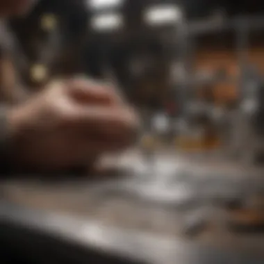 Artisan working with 22 gauge sterling silver sheet in a workshop environment