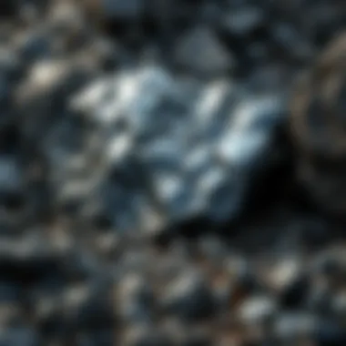 Geological formation of black glass-like rock within a natural setting