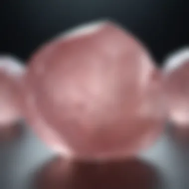 Close-up of polished rose quartz showcasing its translucent beauty.