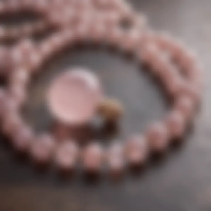 Symbolic representation of love and healing with rose quartz mala