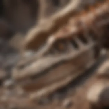 Detailed View of Dinosaur Bones from Utah Close-up of dinosaur bones uncovered in Utah