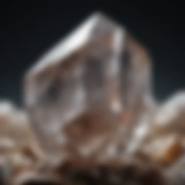 A close-up view of a quartz crystal showcasing its natural facets and clarity.