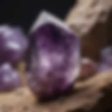 Amethyst quartz in its natural formation, displaying vibrant purple hues and unique patterns.