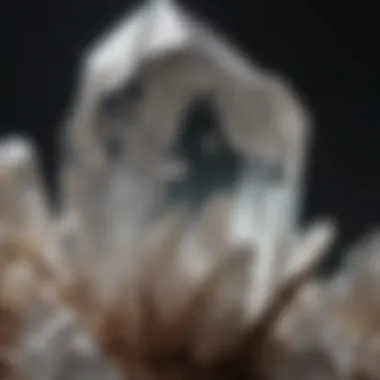 Close-up view of a clear quartz crystal highlighting its intricate internal structure and clarity.