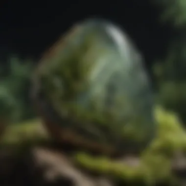 Moss agate displaying unique green patterns resembling foliage