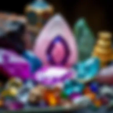 Cultural Significance of Gemstones A beautifully organized display of gemstones, each representing a different cultural significance.