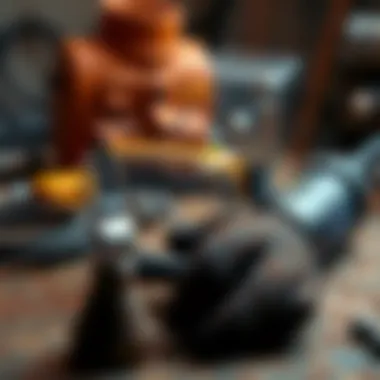 Safety gear setup for rust removal activities including goggles and gloves