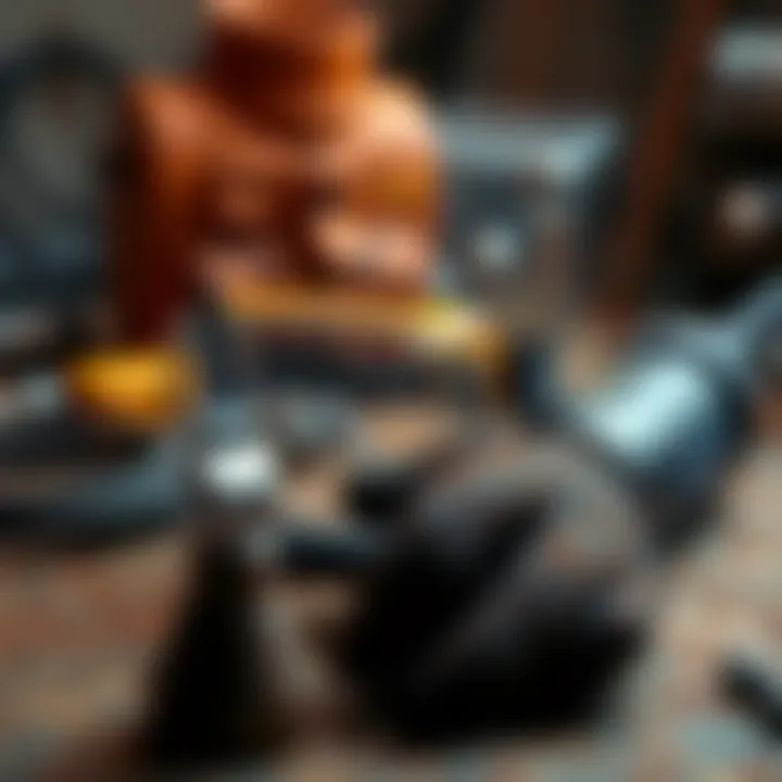 Safety gear setup for rust removal activities including goggles and gloves