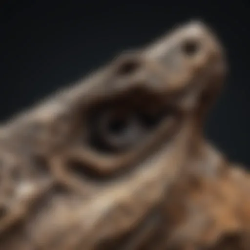 Close-up view of a fossilized dinosaur bone