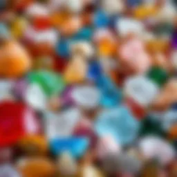 A close-up view of various small crystal stones showcasing their colors and textures.