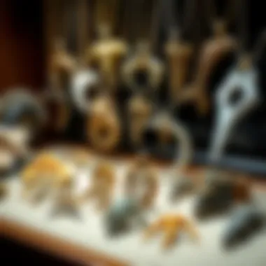 Artistic Display of Dinosaur Bone Pendants Collection of various dinosaur bone pendants displayed artistically