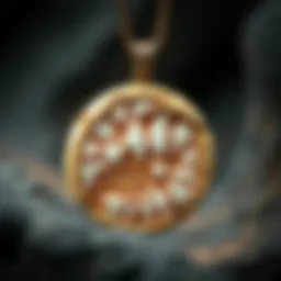 A stunning dinosaur bone pendant showcasing intricate fossil patterns