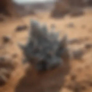 Fulgurite crystals embedded in sandy soil after a lightning strike