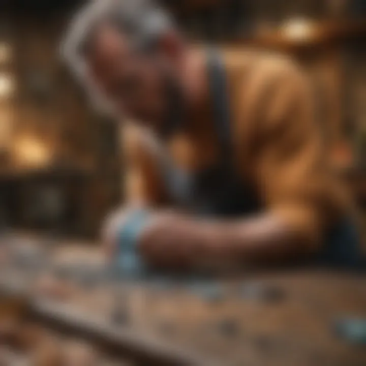 An artisan carefully cutting and polishing a unique gemstone from Oregon.