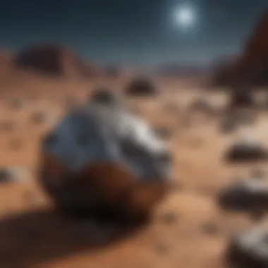 Journey of a Martian Meteorite Visual representation of the journey of a Martian meteorite from Mars to Earth.
