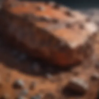 Geological Features of Mars Artistic representation of Mars highlighting geological features relevant to meteorite studies.