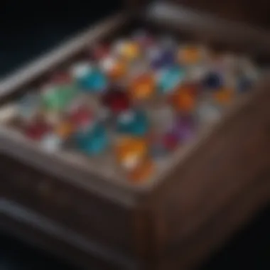 Artistic Curation of Gems A curated collection of gemstones arranged artistically in a decorative box.