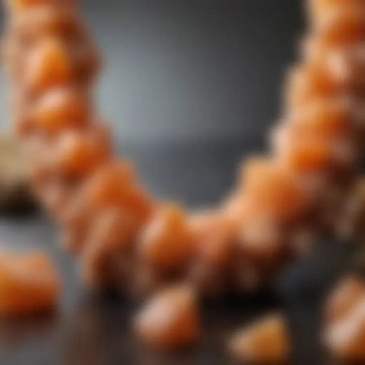 Aesthetic display of orange calcite stones emphasizing their natural beauty and appeal