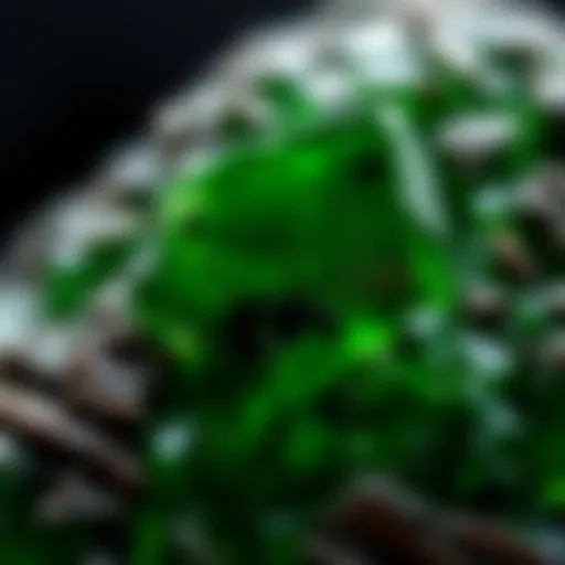 Intricate Textures of Polished Moldavite Close-up view of polished moldavite showcasing its unique textures and colors.