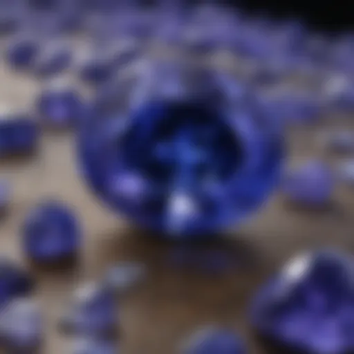 Close-up view of tanzanite showcasing its rich ion colors