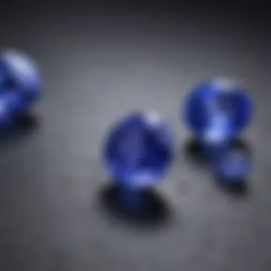 Comparison of untreated vs treated tanzanite gemstones