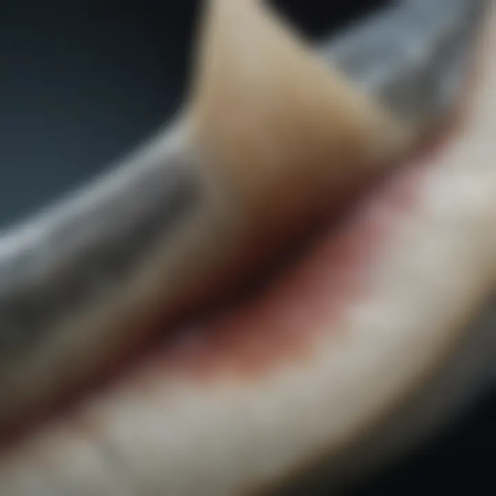 Detailed view of a mako shark tooth showcasing its sharp edges and unique structure