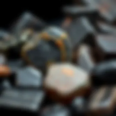 Diverse Textures of Obsidian Natural obsidian stones showcasing their unique textures and colors