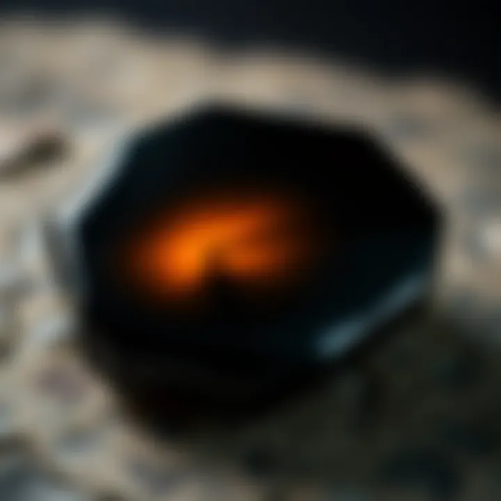 The Luster of Polished Obsidian A close-up view of a polished obsidian piece revealing its luster